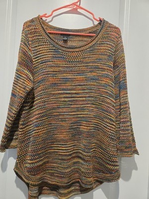 New Directions Women's Longsleeve Multicolored Acrylic Pullover XL Pre-O EUC