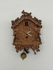 LUX Waterbury Vintage Mini Cuckoo Clock Red Bobbing Bird Tan House