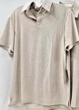 Ivy Citizens Luxury Tencel Polo Shirt Oatmeal Men's Small MSRP $78~NWT L4