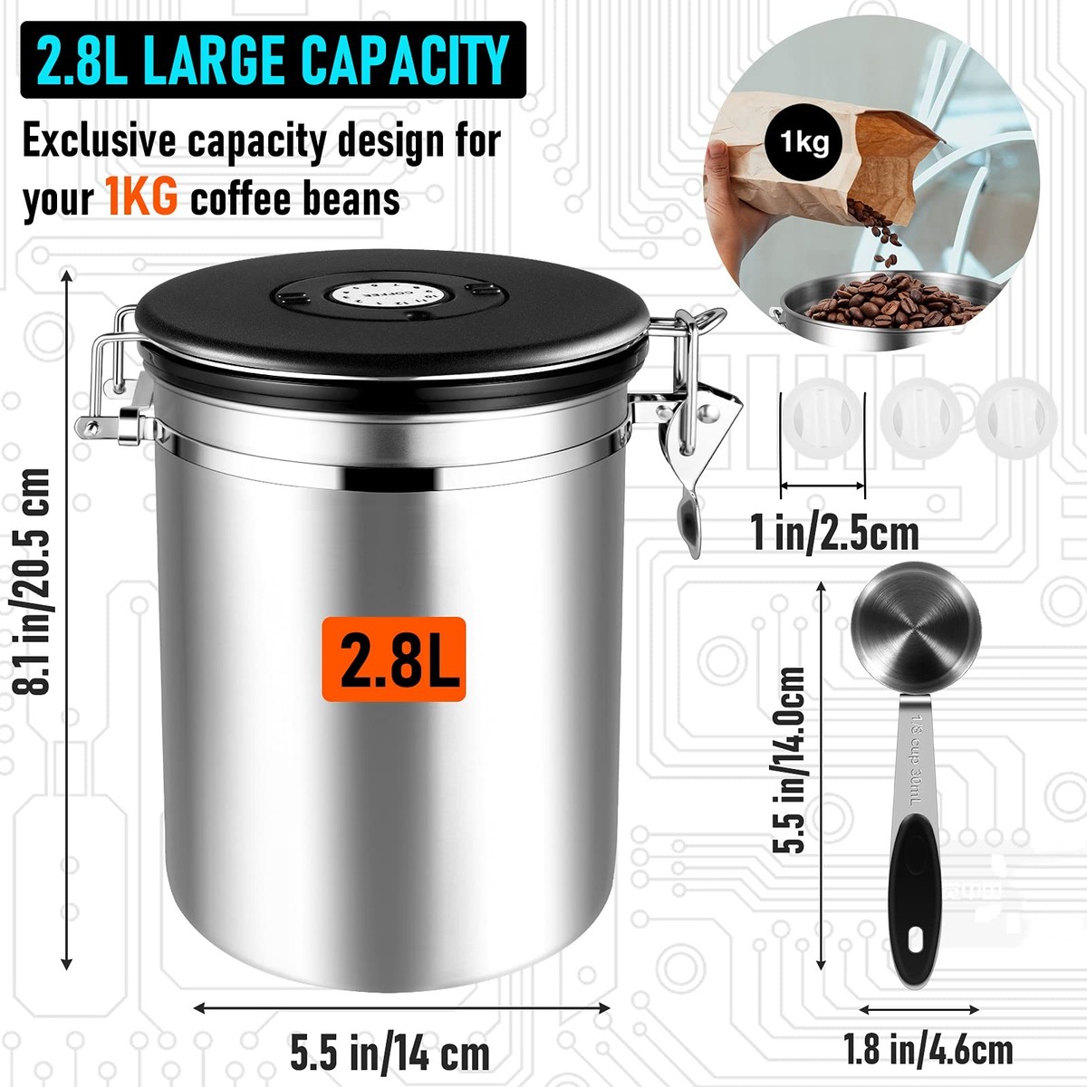 Coffee Canister Airtight 35OZ Large, Coffee Storage Container