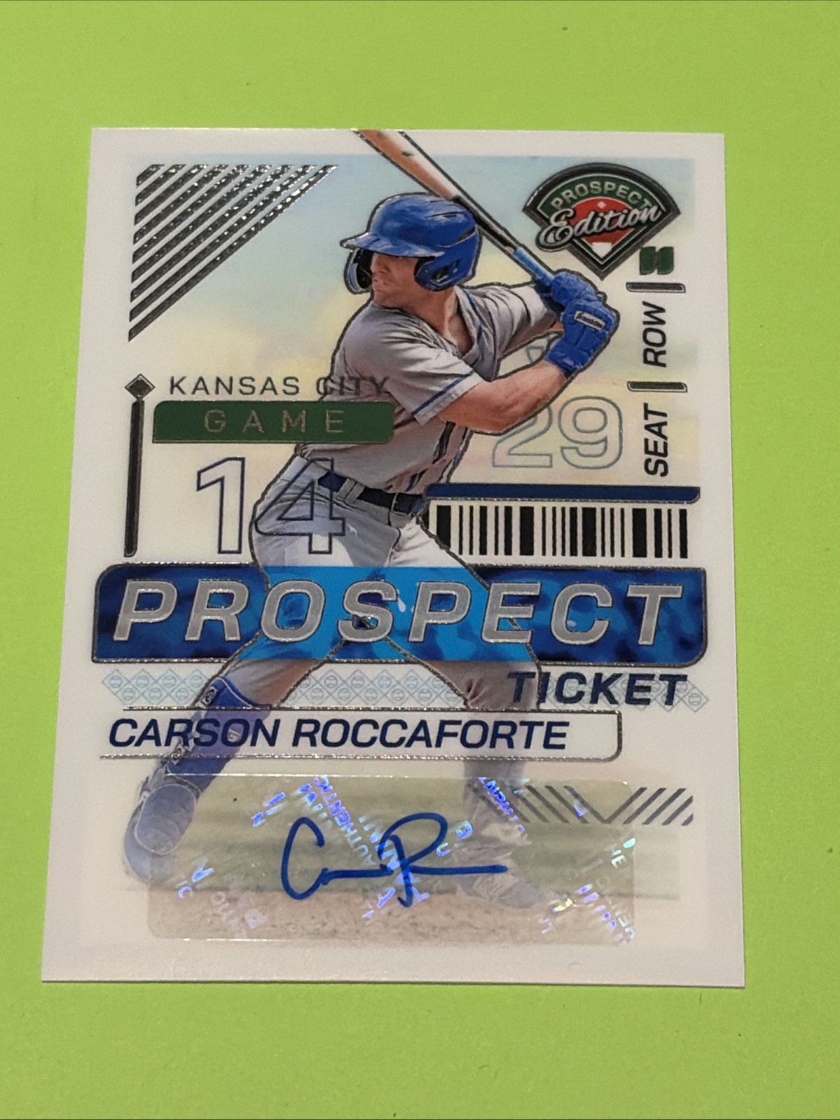 2024 Panini Prospect Edition Carson Roccaforte #182 Holo Ticket Signatures Auto
