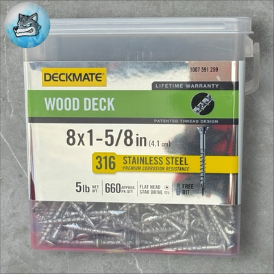 #ad Deckmate Wood Deck Screws 8quot; X 1 5 8” Marine Grade 316 Steel 5lb 660ct. $39.99