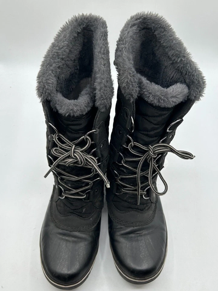 Bota de nieve JBU By Jambu para mujer talla 9M cuero negro ribete de piel media pantorrilla con cordones Foto 4 de 4