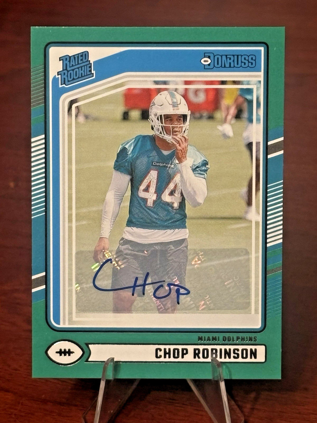 2024 Donruss Chop Robinson Rated Rookie Autograph Auto Green Miami Dolphins (RC)