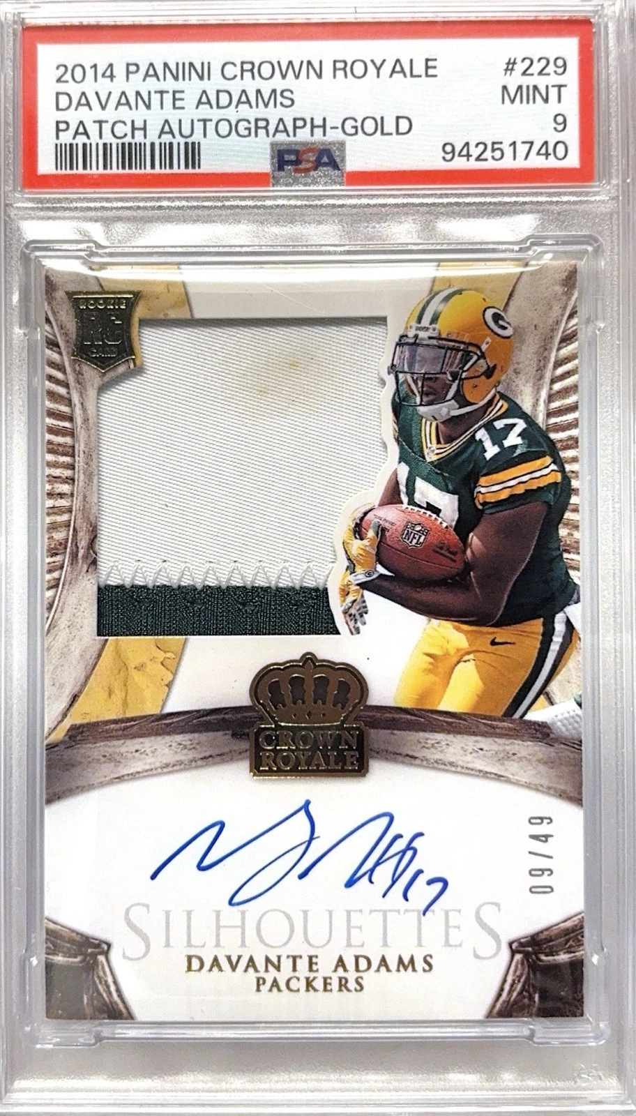 Davante Adams Panini Crown Royale #229 Patch Autograph-Gold