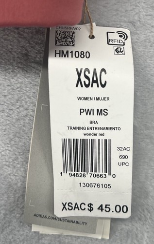 Adidas PowerImpact Medium Support XS A/C Training Sports Bra Wonder Red NWT - Picture 3 of 6