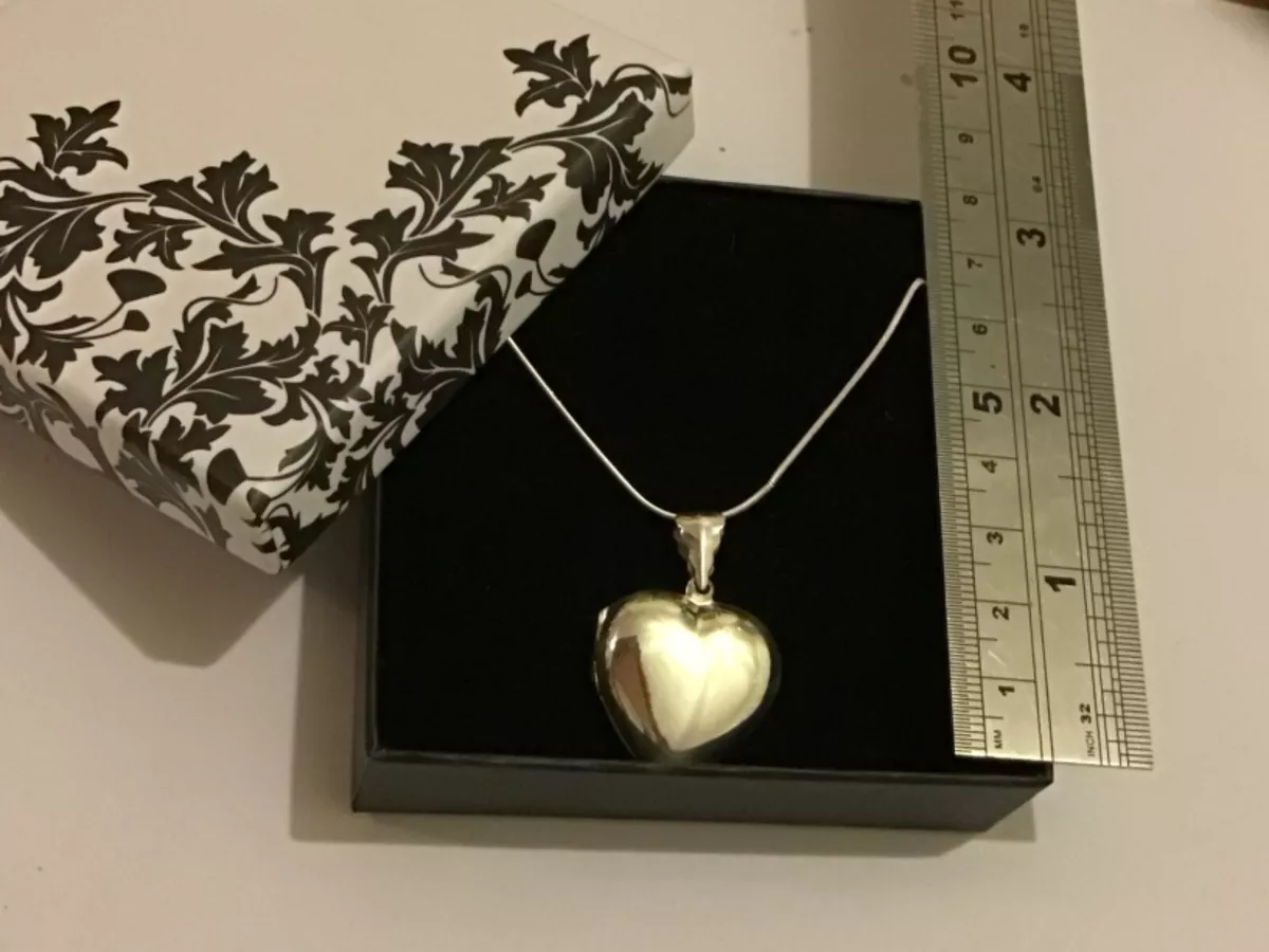 Sterling Silver Love Heart Memory Photo picture Locket Chain Valentines Gift