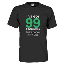 Geocaching T-Shirt - New - S - 2XL - 99 Problems Black Gift Cacher Shirts