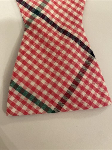 Bow tie Ties.com Self-Tie Butterfly End Cotton Pink Checked W/ Green Stripe VGUC - Picture 2 of 7