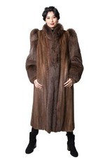 Nwt Mink Fur 48" Coat With Fox Fur - Size 10 Clearance!