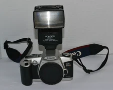 Canon EOS Rebel G 35mm SLR Film Camera Body & Flash Tested Working