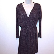 Gap Women’s Animal Print Purple & Gray Faux Wrap Dress V Neck Stretch  XS