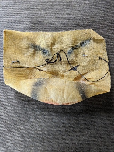 Vintage Asian Man Painted Linen/Gauze Mask - Picture 3 of 3