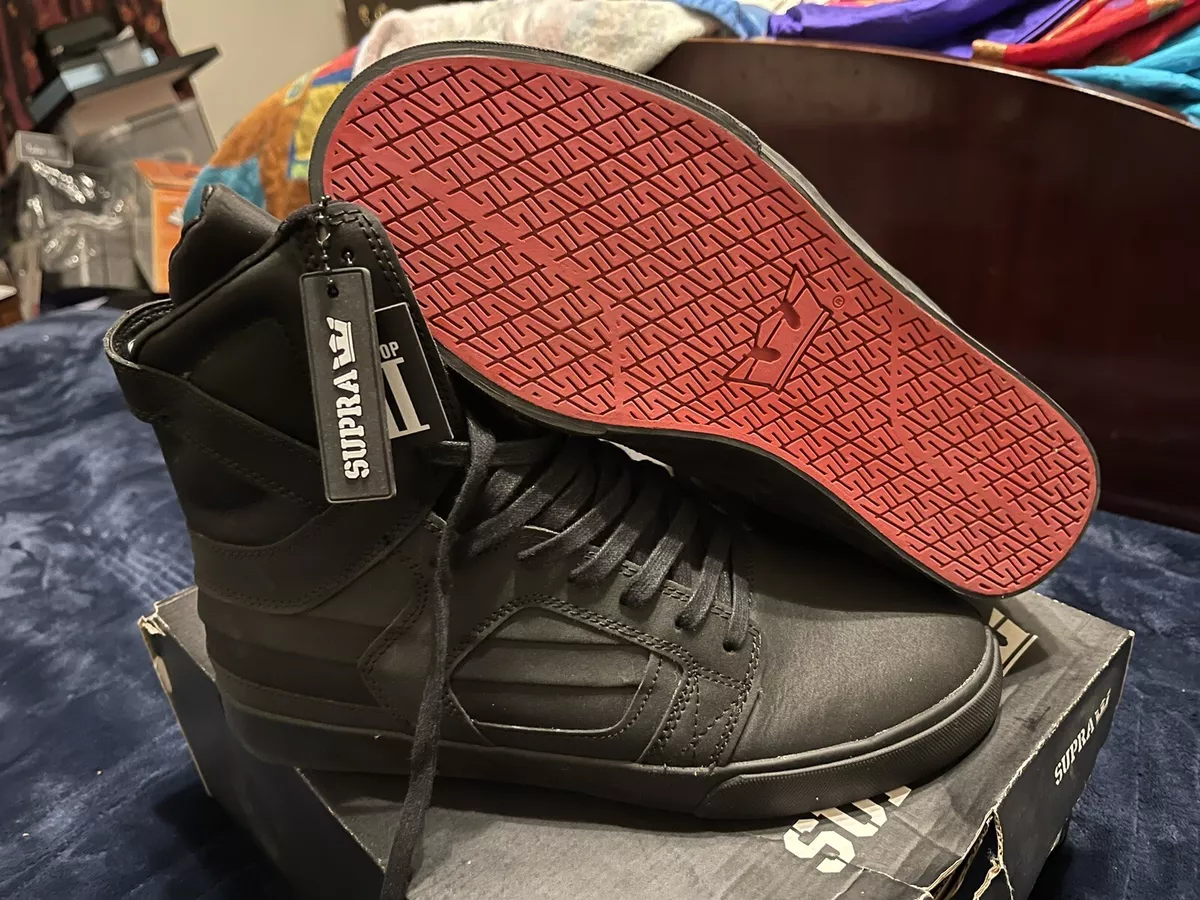 SUPRA shoes Skytop 2 | Men's size 10.5 | Black On Black Red Bottoms | J  Bieber