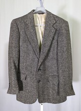 Calvin Klein Vintage 70s Gray Herringbone Tweed Knit Blazer 41R USA Collection