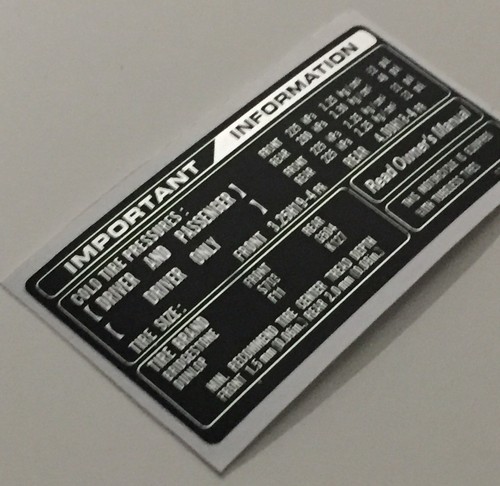 CALCOMANÍA DE INFORMACIÓN DE NEUMÁTICOS CB750F-A DOHC - Imagen 2 de 2