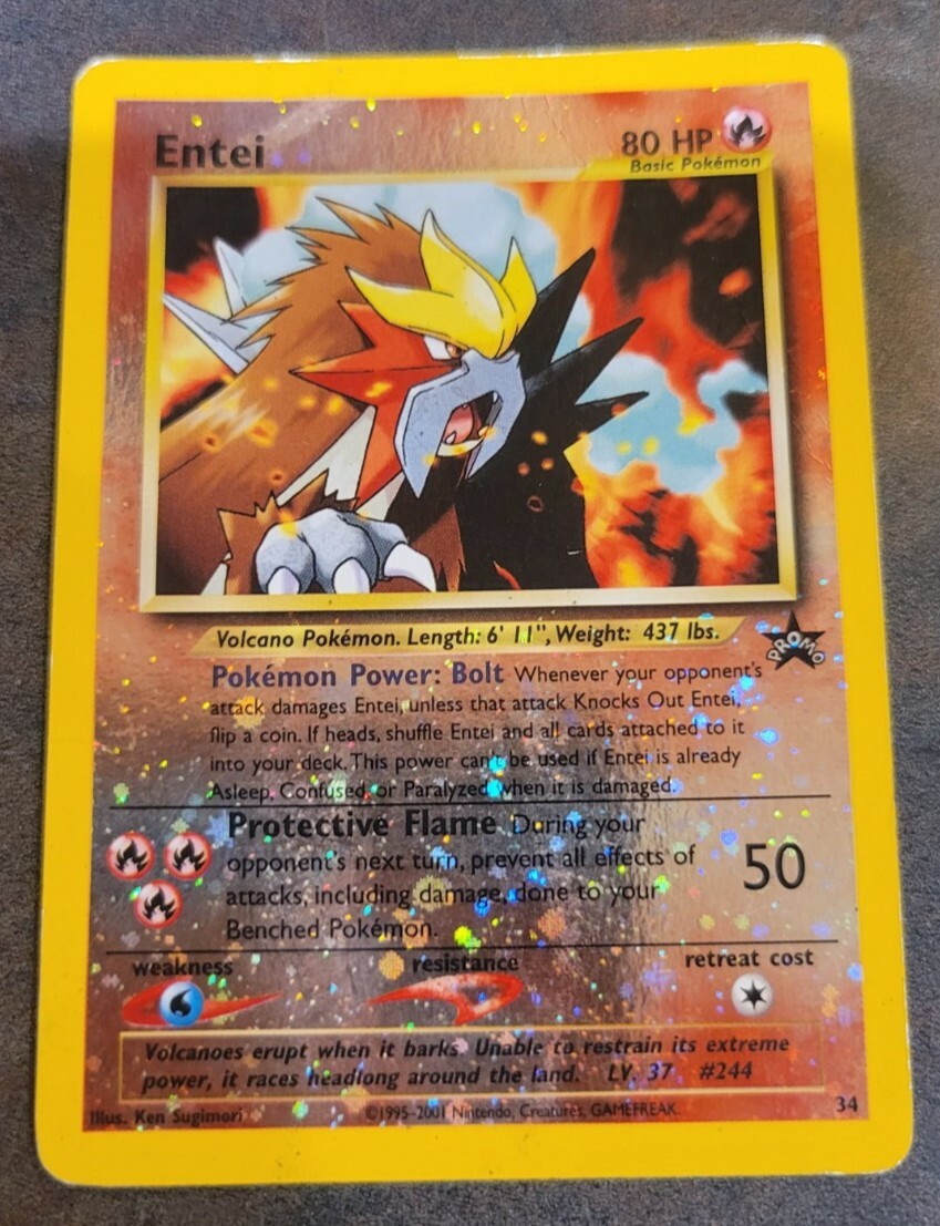 34 Reverse Holographic Entei Black Star Promo 1995 Pokemon Card
