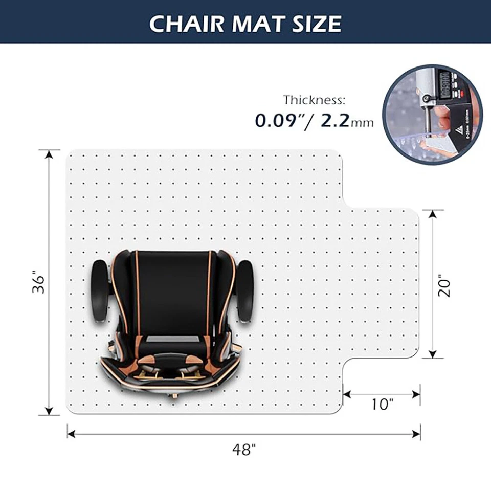 48" x 36" PVC Home Office Chair Floor Mat with Nail for Protect Carpet 2.0mm Hot - Image 2 of 4