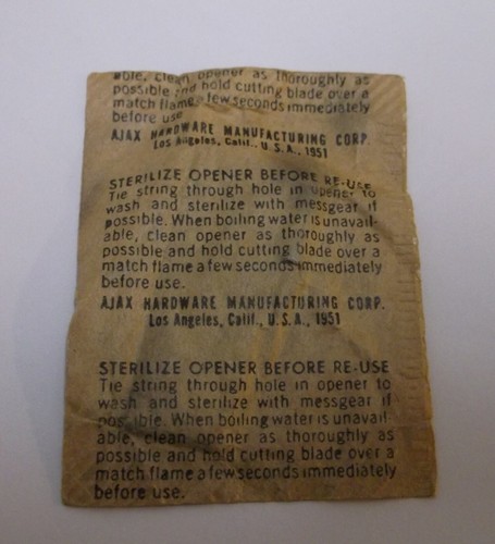 1951 KOREAKRIEG AJAX P-38 DOSENÖFFNER VERSIEGELT IN VERPACKUNG USGI ARMEE MILITÄR - Bild 2 von 3