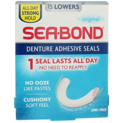 Sea Bond Secure Denture Adhesive Seals, Original Lowers, 15 Count