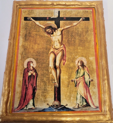 Crucifixion of Jesus Christ Byzantine Roman Catholic Icon Plaque