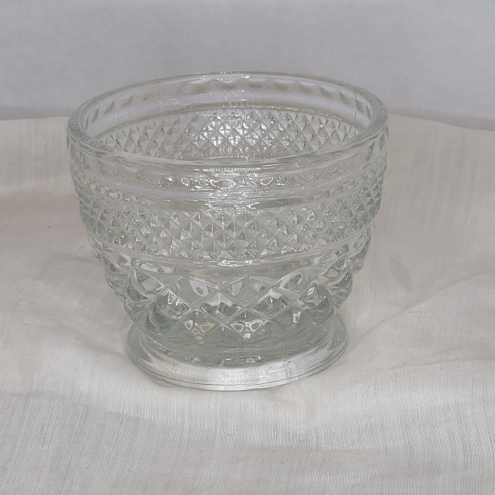 Vintage Anchor Hocking Wexford Diamonds Glass Sugar Bowl Without Lid