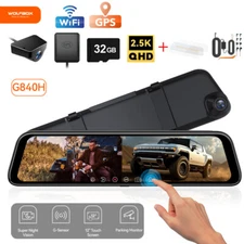 WOLFBOX 12'' 2.5K Mirror Dash Cam with WiFi, Hardwire Kit,Polarizing Lens +32GB