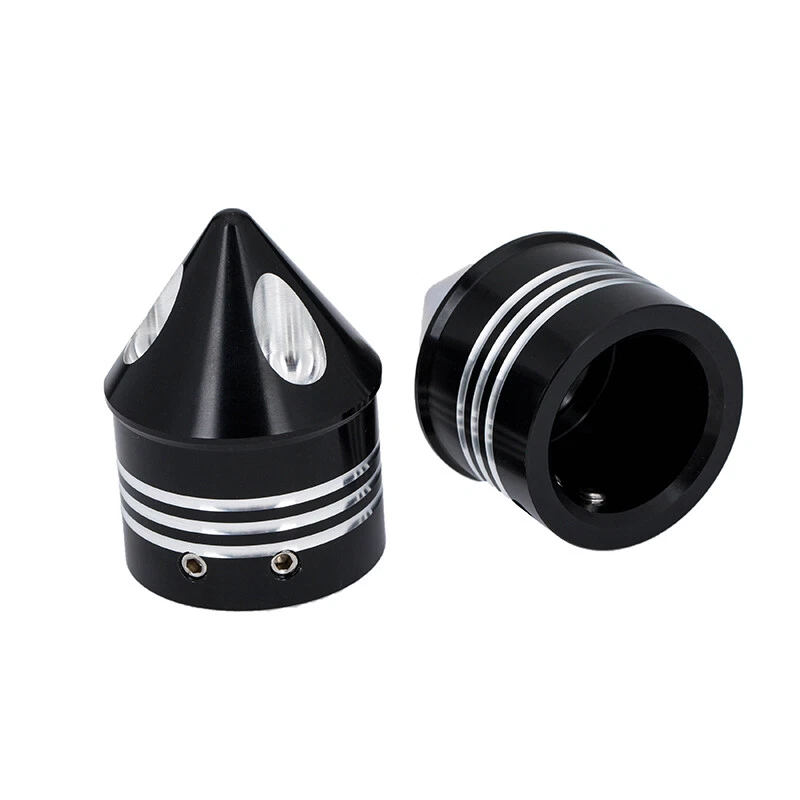 Cubierta de tuerca de tapa de eje delantero corte CNC negro 2 piezas para Harley Electra Glide Sportster Foto 2 de 4