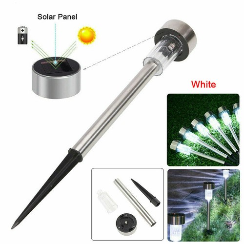 1/10pcs Garden Outdoor Stainless Steel LED Solar Landscape Path Lights Yard Lamp - Picture 13 of 15