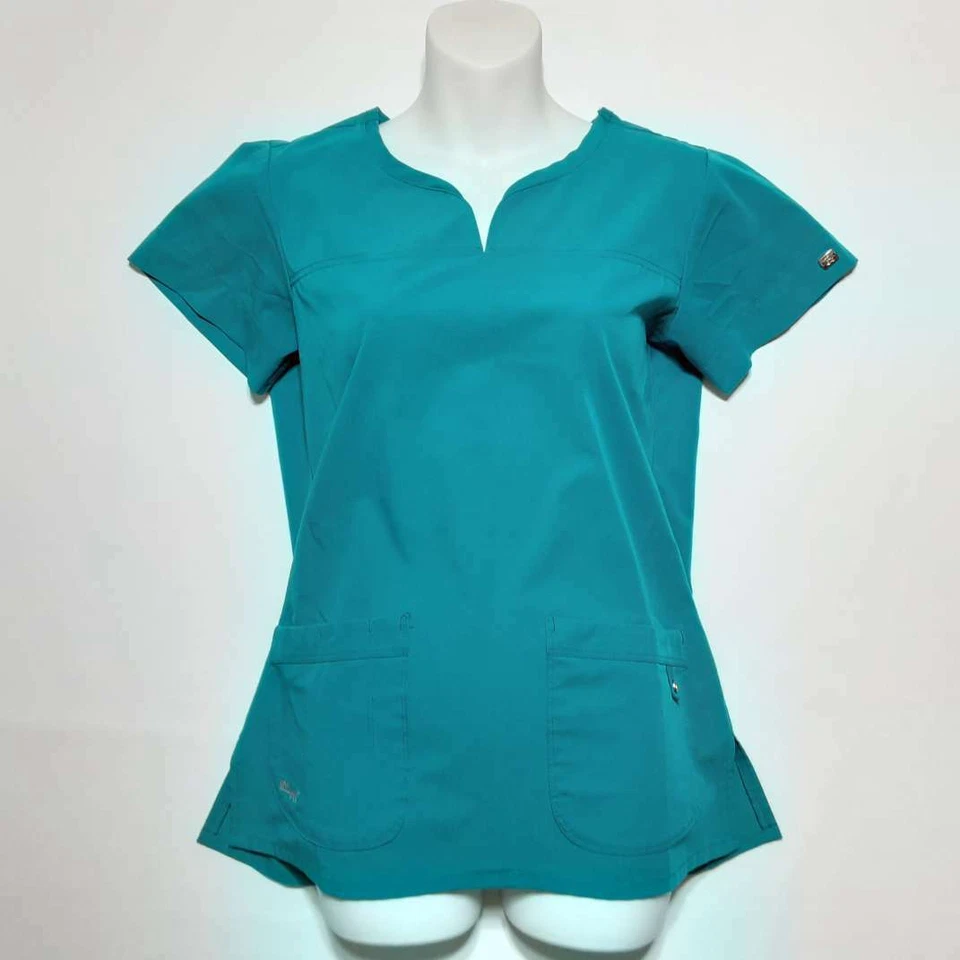 2 Greys Anatomy By Barco Sz Small Signature Green Women Scrub Tops Style 2121 - Image 2 of 4