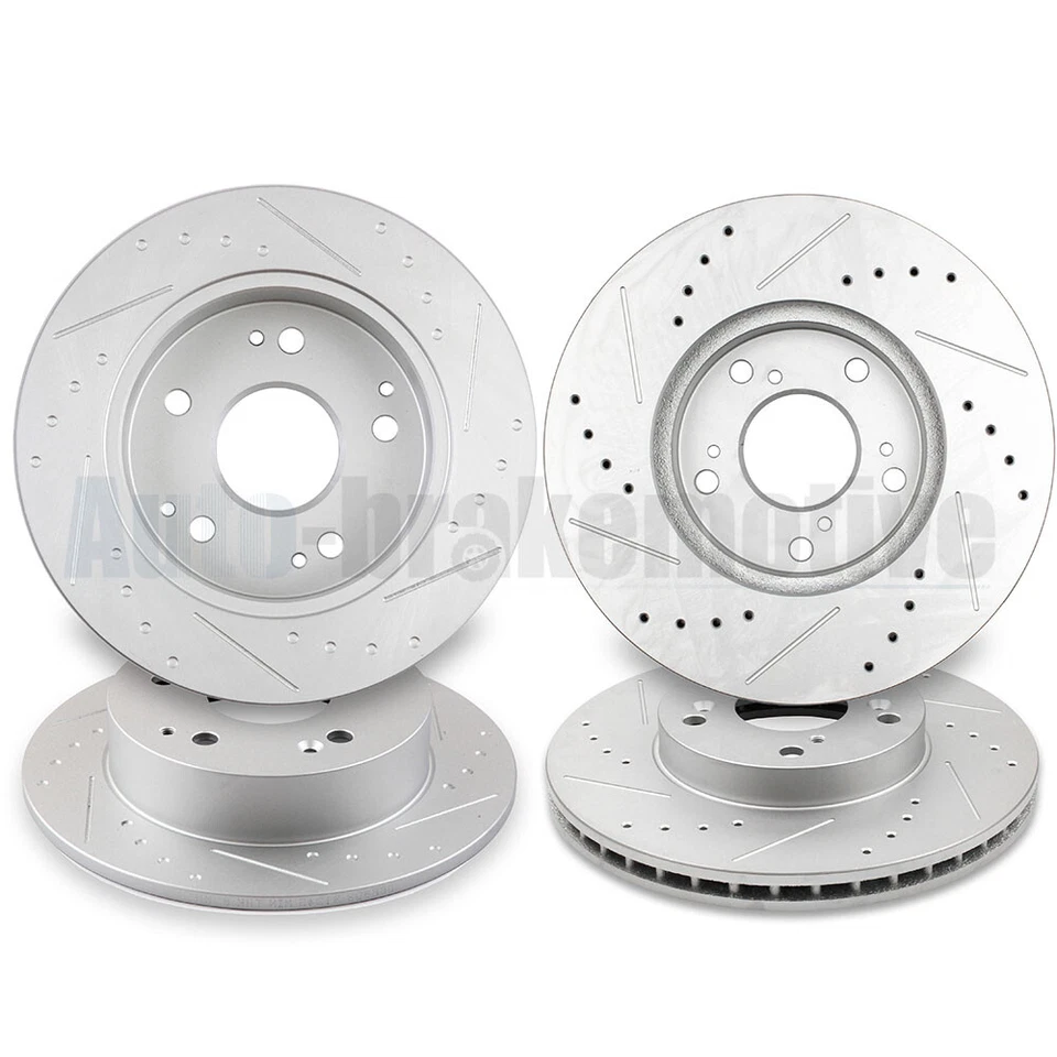 2PCS FRONT + REAR DRILL SLOT BRAKE DISCS ROTORS KIT FIT FOR 98 -02 HONDA ACCORD - Image 2 of 4