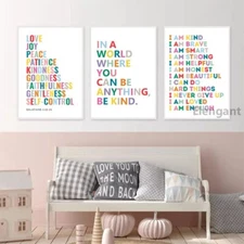 Posters & Prints Kids Positive Affirmation Self Confidence Quotes Art Home Decor