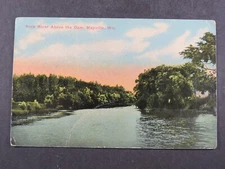 Antique Postcard Rock River Above Dam Mayville WI Hand Tinted B2568