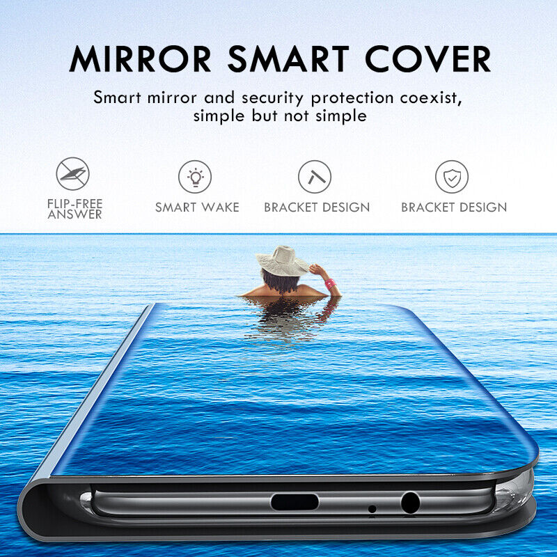 For SAMSUNG GALAXY S7 EDGE CLEAR VIEW FLIP CASE SMART BOOK MIRROR LUXURY  COVER