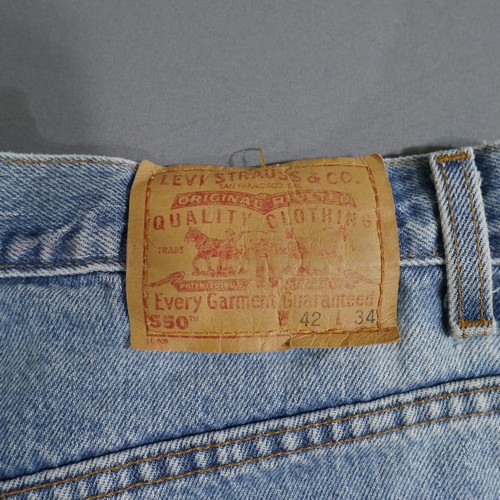 Vintage 90's Levis 550 Jeans Men 42x34 Relaxed Fit Blue Denim Red Tab USA Batman - Picture 18 of 20