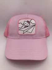 Sanrio Hello Kitty Pin Avión de Papel Camionero Sombrero Gorra de Bola Malla Trasera A Presión Nuevo con Etiquetas