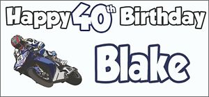 MotoGP Motorbike 40th Birthday Banner X2 Party Decorations Mens Son Dad ANY NAME