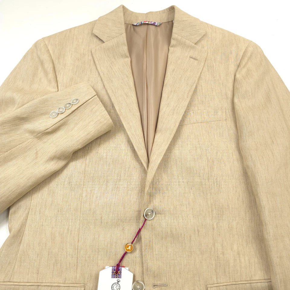 Traje Robert Graham Reno Delave de lino calce moderno beige tostado para hombre talla 38R X 30 Foto 4 de 4