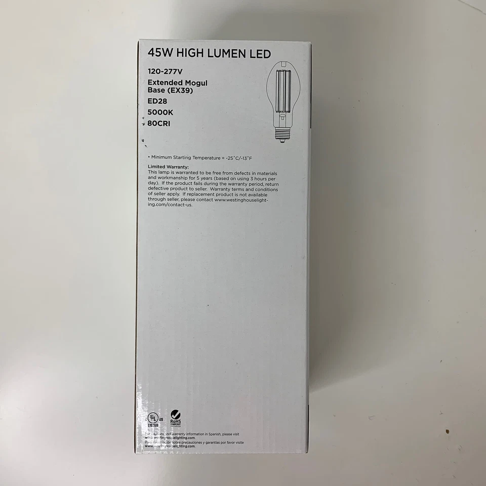 (2) Westinghouse 52421 45 Watt ED28 5000k 120-277V 500W High Lumen Filament LED - Image 4 of 4