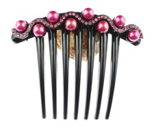 Pink Austrian Rhinestone Crystal Swirl Bridal Hair Comb