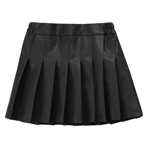 Kids Girls Short Dress A Line Skirt Cosplay Miniskirt Pleated Leather Church PU - Picture 14 of 31