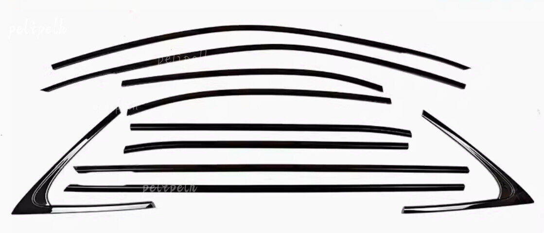 For Lexus IS 2013-2019 Black Steel Window Molding Trim Decoration Strips 10PCS