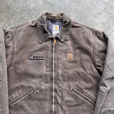 Vtg 90s Carhartt Brown Blanket Lined Canvas Workwear Detroit