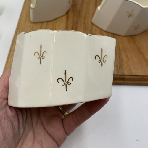 Set 6 Vtg Art Deco Style Ceramic Fleur de Lis Utensil Spoon Holder Japan 3.5" - Picture 9 of 11