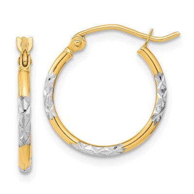 Echte Creolen 14kt mit weißem Rhodium Diamantschliff