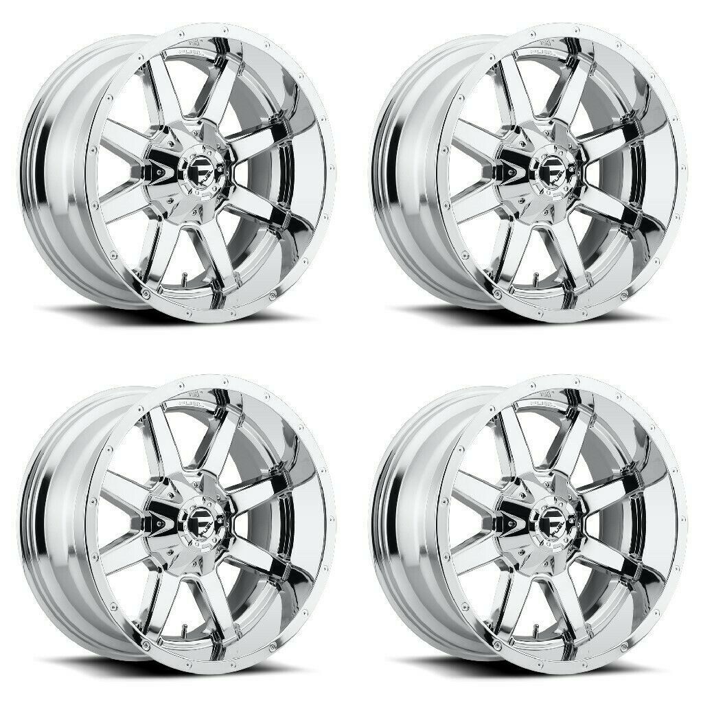 Image of Set 4 20" Fuel Maverick D536 Chrome Wheels 20x10 8 Lug 8x6.5 -18mm Truck Rims