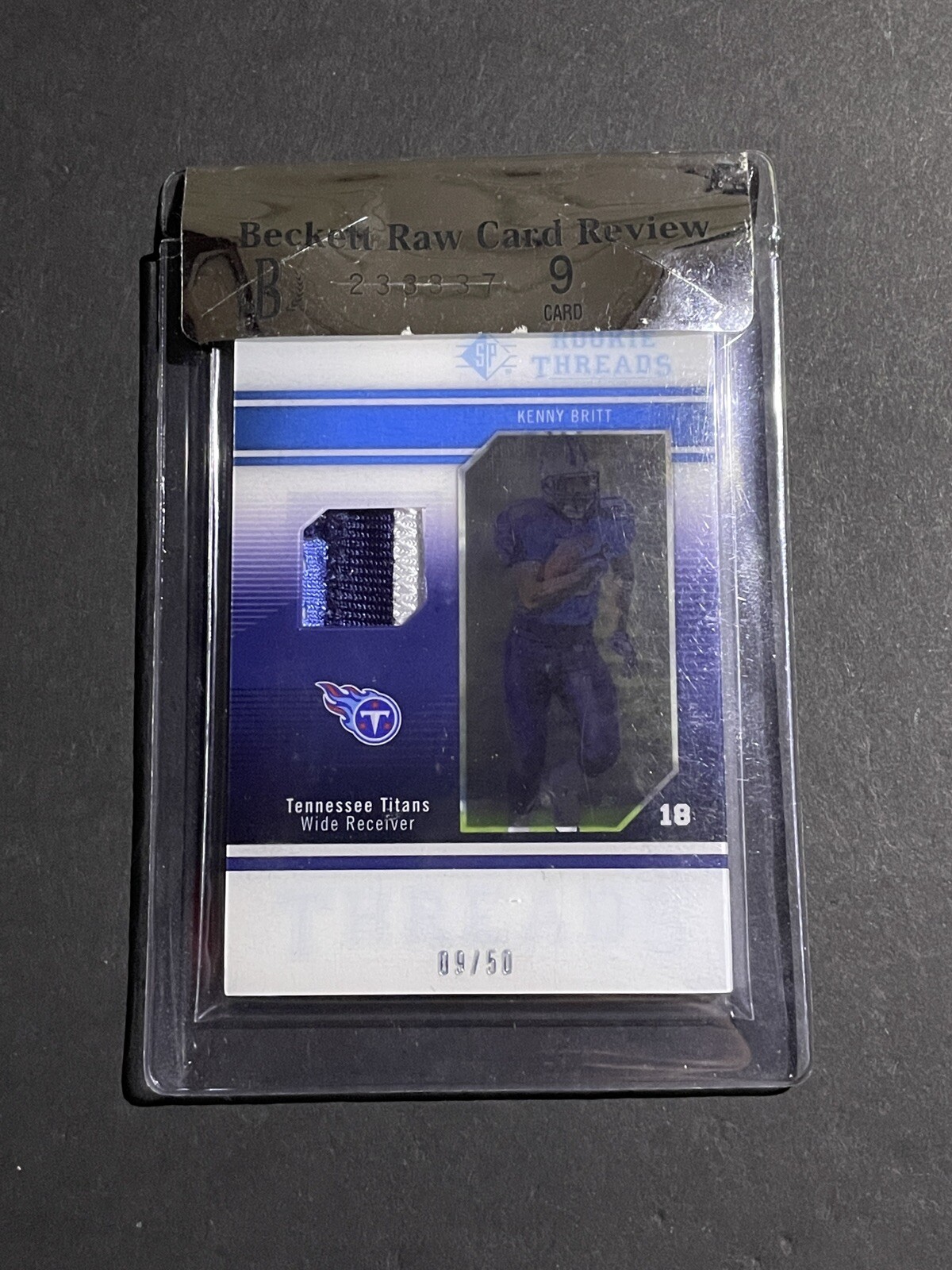 2009 Upper Deck SP Kenny Britt Rookie Threads #RT-KB Jersey Titans RC SP #'d /50