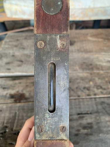 Antique Stanley Sweetheart No. 104 Brass & Wood 12" Level USA Carpenter Tool - Picture 4 of 6
