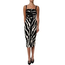 DOLCE & GABBANA Dress Black White Zebra Print Cady Midi IT36/US2/XXS RRP 2780usd