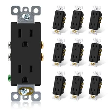 Matte Black Decorator Receptacle, 15A 125V Standard Electrical Wall Outlet, 2...